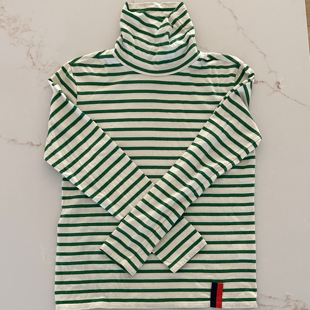 Green Striped Turtleneck Shirt